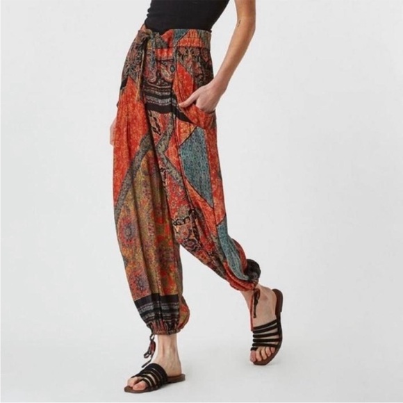 Free People Begonia Balloon Boho Patchwork Print Pants L - Picture 3 of 12